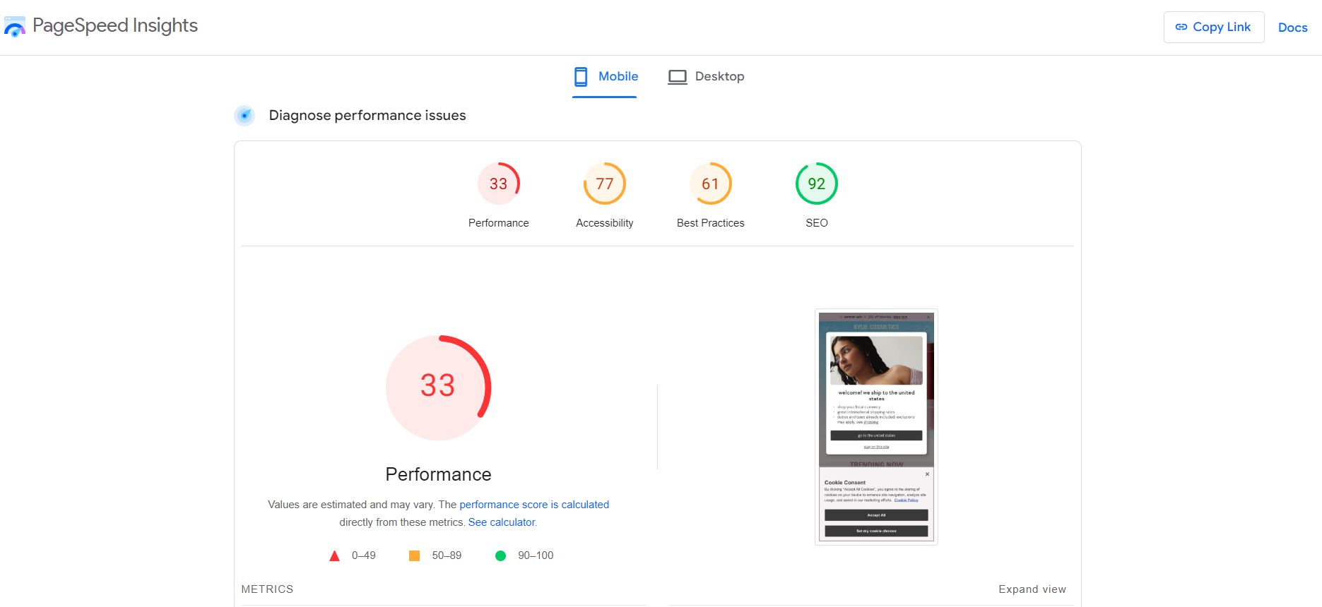 Google Page Speeed Insights